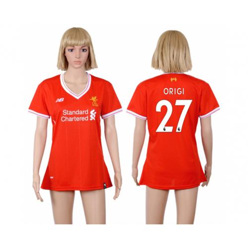 Women's Liverpool #27 Origi Red Home Soccer Club Jersey